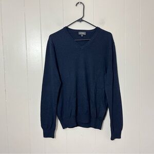 Express Mens Extra Fine Merino Wool Navy V Neck Sweater size M